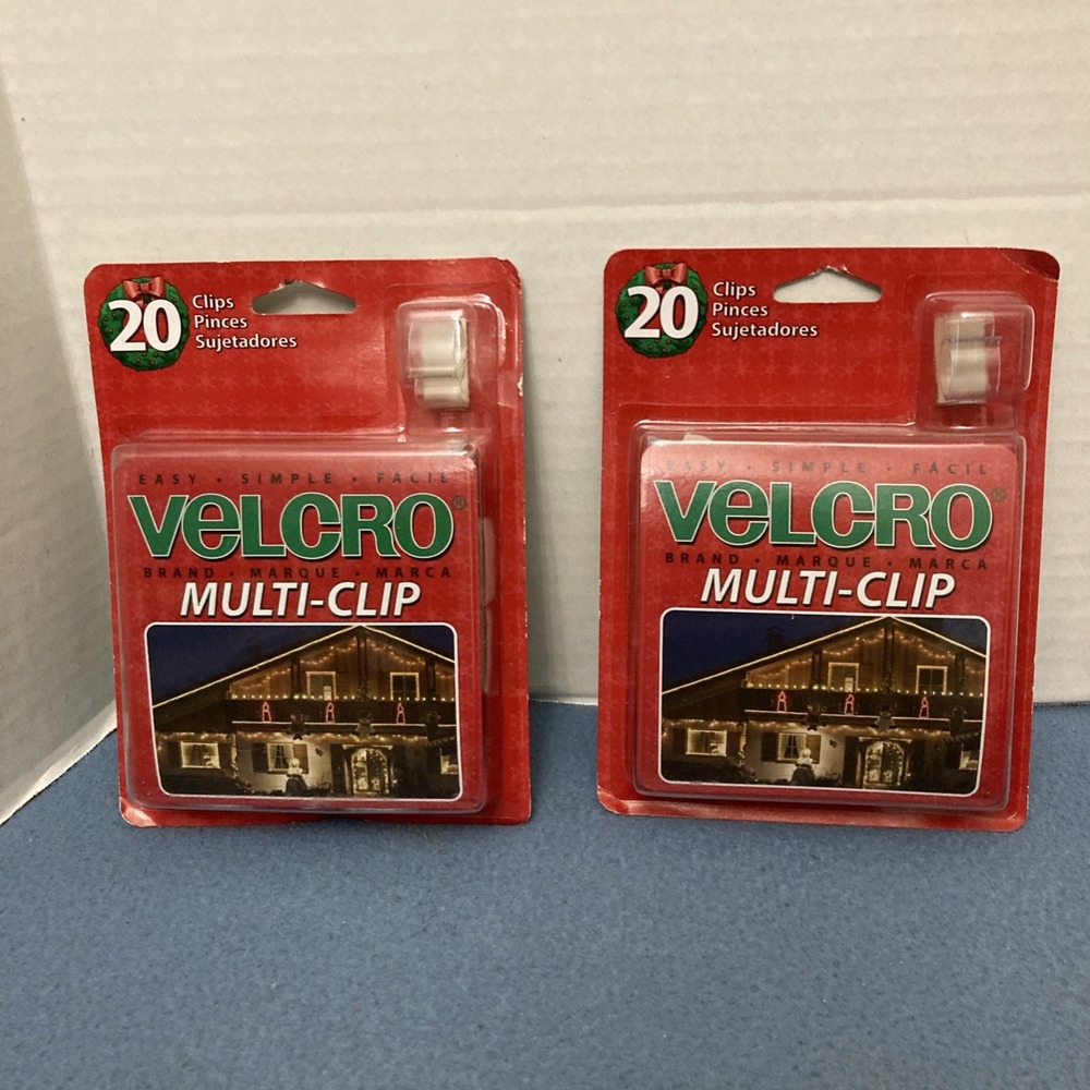 NOS Velcro Brand Clear Multi-Clip 20 Count Box for Indoor/Outdoor - Lot of 2